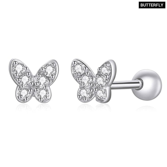 925 Sterling Silver Cute Butterfly Stud Earrings Handmade