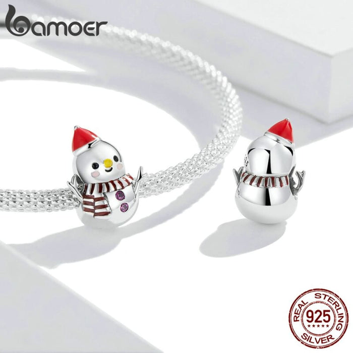 925 Sterling Silver Cute Snowman Charms Fit For Diy Making