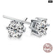 925 Sterling Silver Cz Stud Platinum Plated Six Prong Round