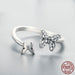 925 Sterling Silver Dazzling Cz Butterfly Open Finger Ring