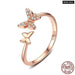 925 Sterling Silver Dazzling Cz Butterfly Open Finger Ring