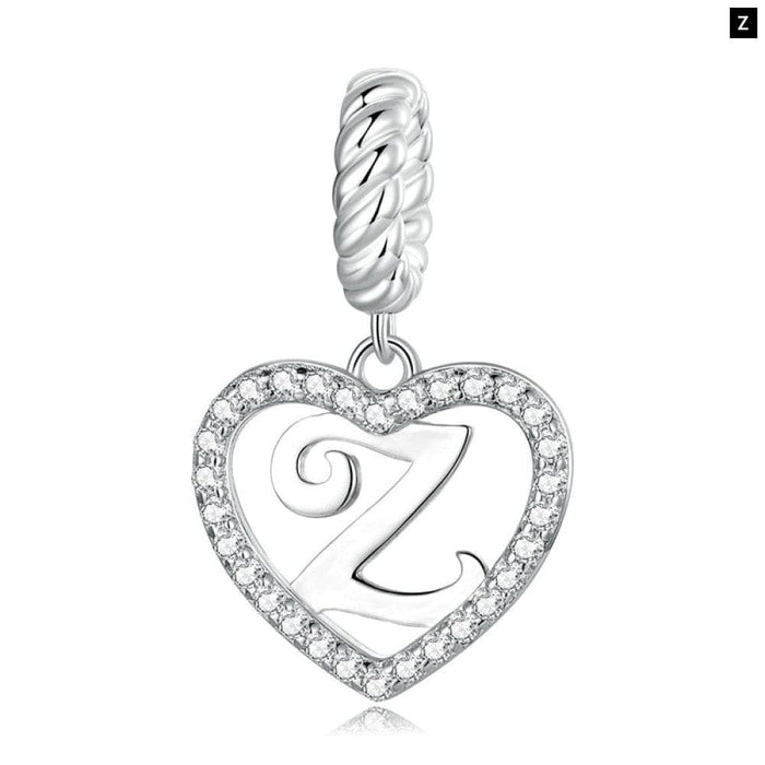 925 Sterling Silver Delicate Heart Pendant Letter a To z