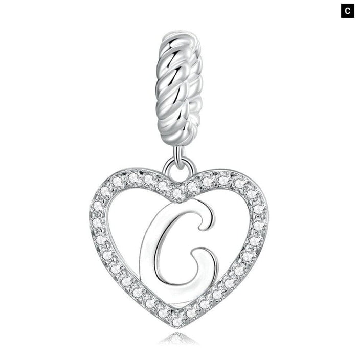 925 Sterling Silver Delicate Heart Pendant Letter a To z