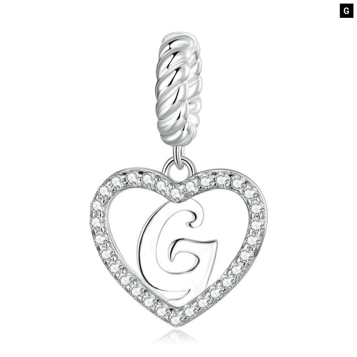 925 Sterling Silver Delicate Heart Pendant Letter a To z