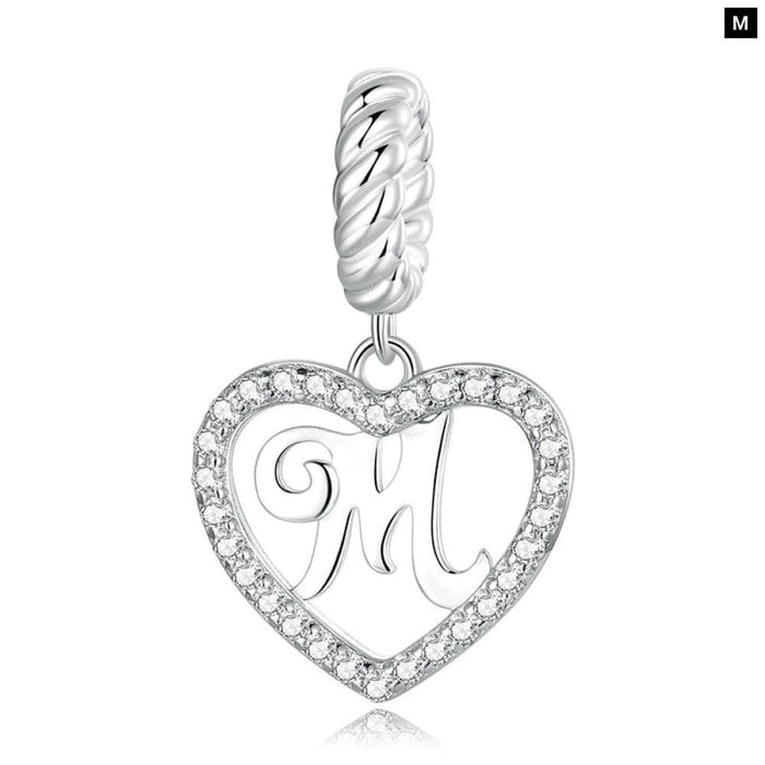 925 Sterling Silver Delicate Heart Pendant Letter a To z