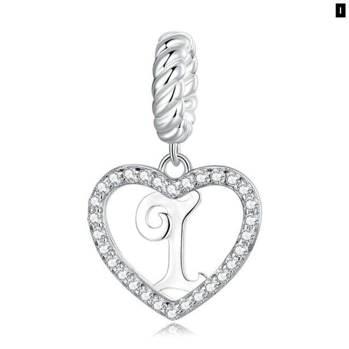 925 Sterling Silver Delicate Heart Pendant Letter a To z