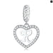 925 Sterling Silver Delicate Heart Pendant Letter a To z