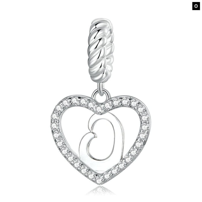 925 Sterling Silver Delicate Heart Pendant Letter a To z