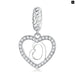 925 Sterling Silver Delicate Heart Pendant Letter a To z