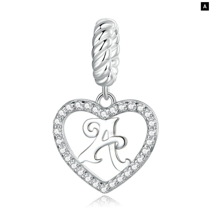 925 Sterling Silver Delicate Heart Pendant Letter a To z