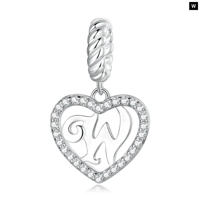 925 Sterling Silver Delicate Heart Pendant Letter a To z