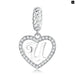 925 Sterling Silver Delicate Heart Pendant Letter a To z