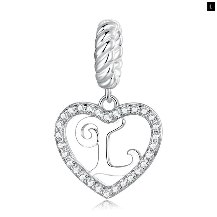 925 Sterling Silver Delicate Heart Pendant Letter a To z