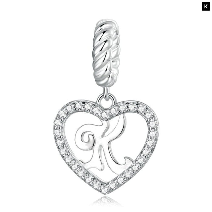 925 Sterling Silver Delicate Heart Pendant Letter a To z