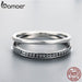 925 Sterling Silver Double Circle Black Clear Cz Stackable