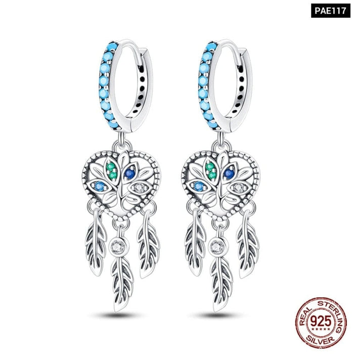 925 Sterling Silver Dream Catcher Earrings For Women