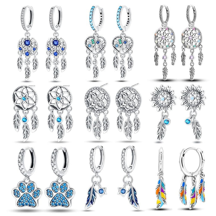 925 Sterling Silver Dream Catcher Earrings For Women