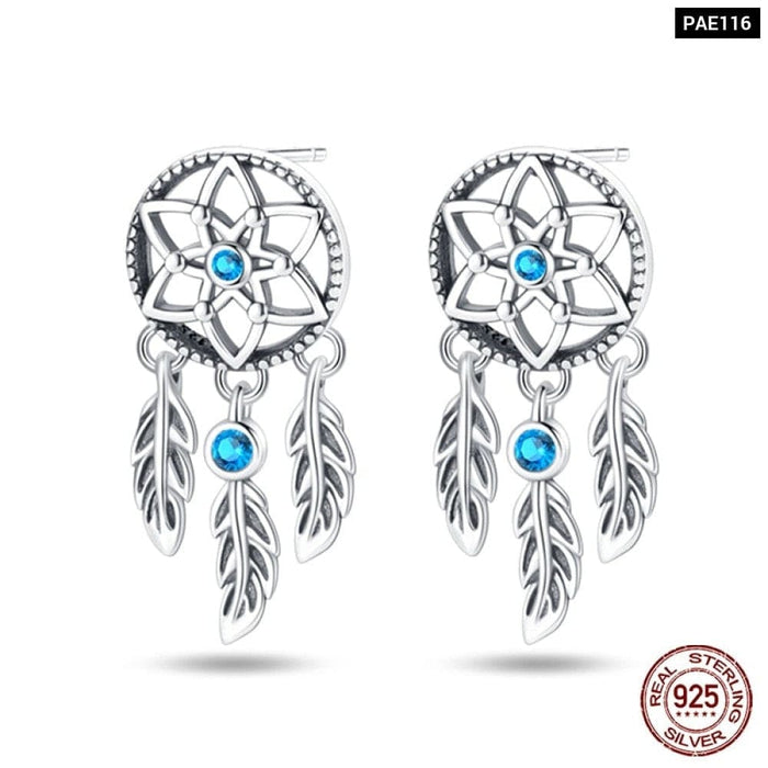 925 Sterling Silver Dream Catcher Earrings For Women