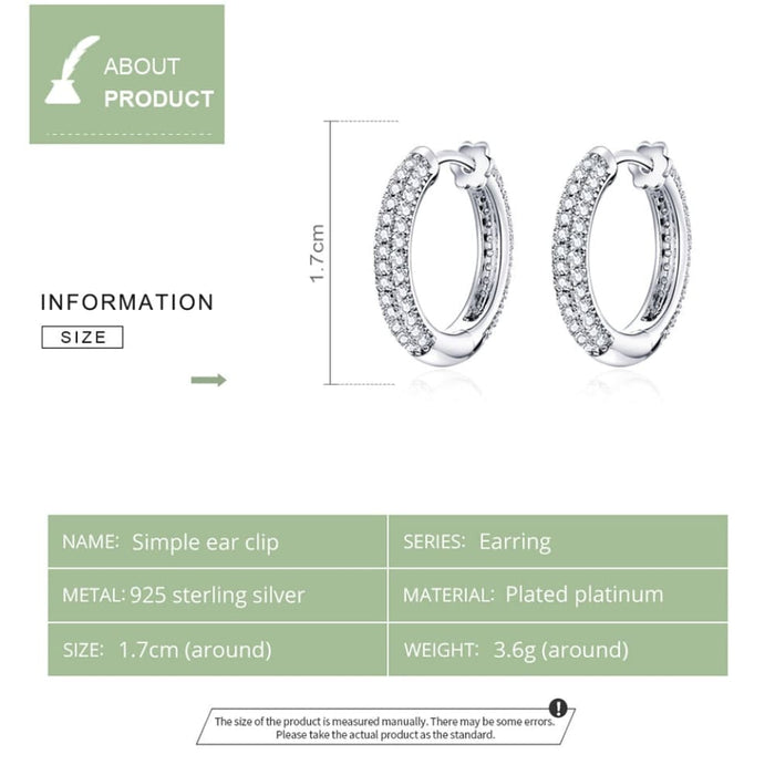 925 Sterling Silver Ear Hoops Luxury Buckles Pave Setting