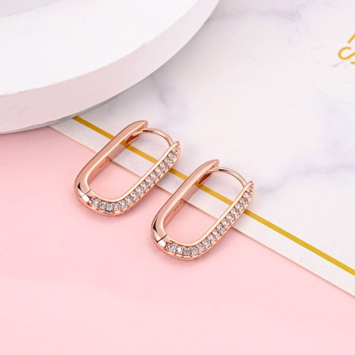 925 Sterling Silver Earrings For Women Luxury Rose Gold