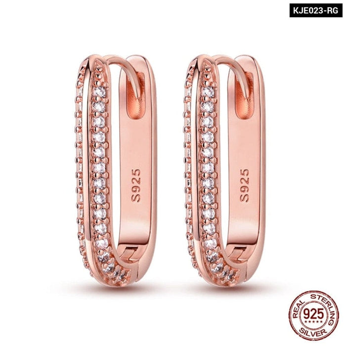 925 Sterling Silver Earrings For Women Luxury Rose Gold