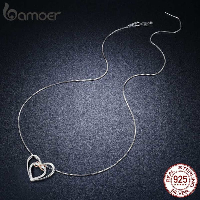 925 Sterling Silver Elegant Double Heart Infinity Love