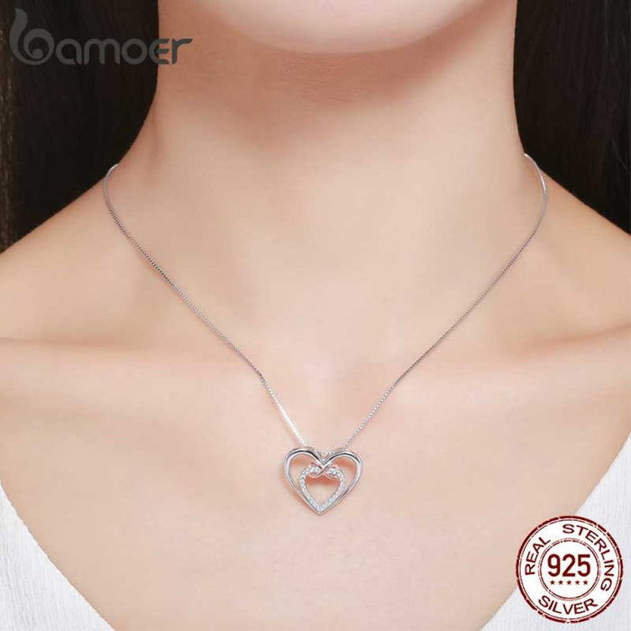 925 Sterling Silver Elegant Double Heart Infinity Love