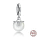 925 Sterling Silver Elegant Pearl & Clear Cz Crown Pendant