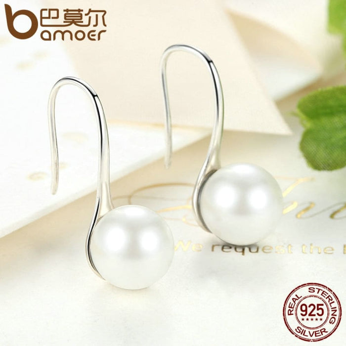 925 Sterling Silver Elegant Round Pure Love Pearl Drop