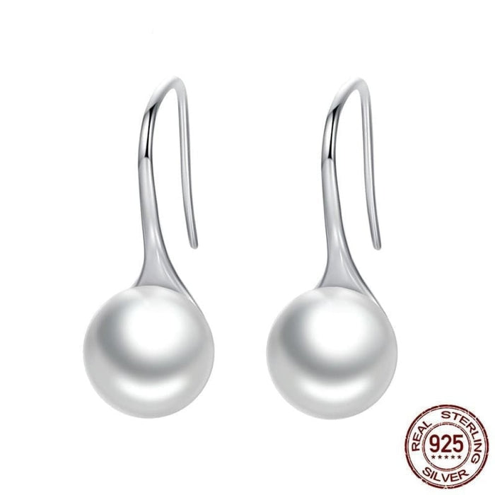 925 Sterling Silver Elegant Round Pure Love Pearl Drop