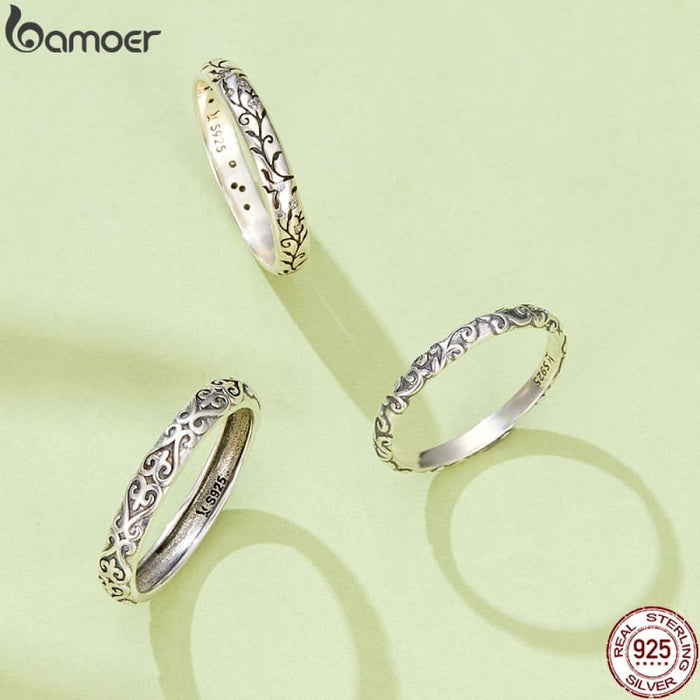 925 Sterling Silver Embossed Pattern Ring For Women