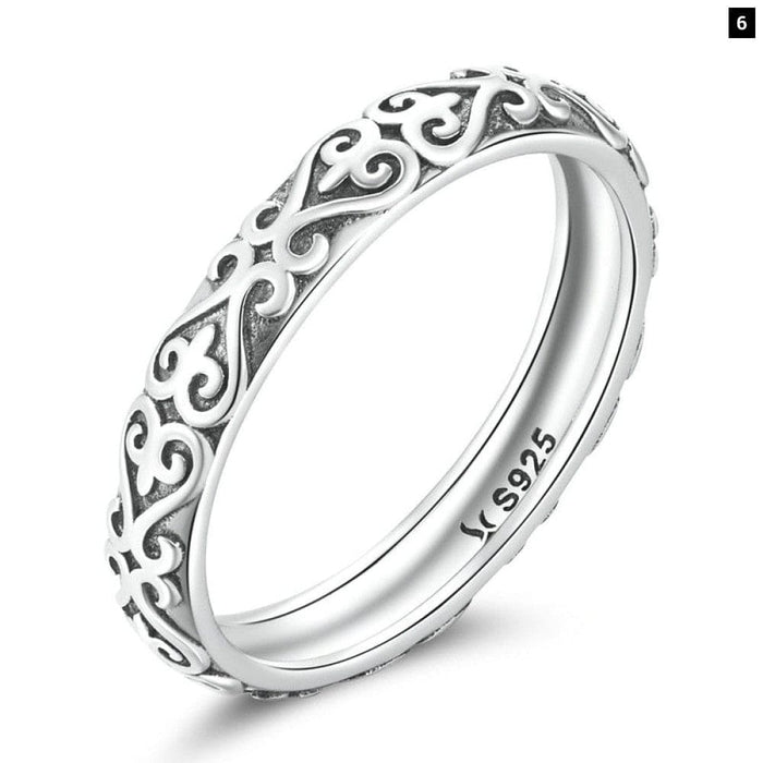 925 Sterling Silver Embossed Pattern Ring For Women