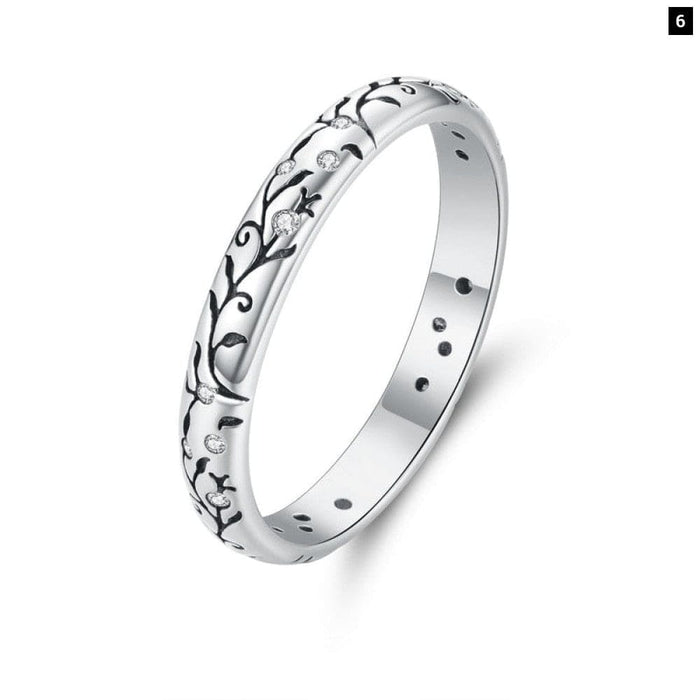 925 Sterling Silver Embossed Pattern Ring For Women