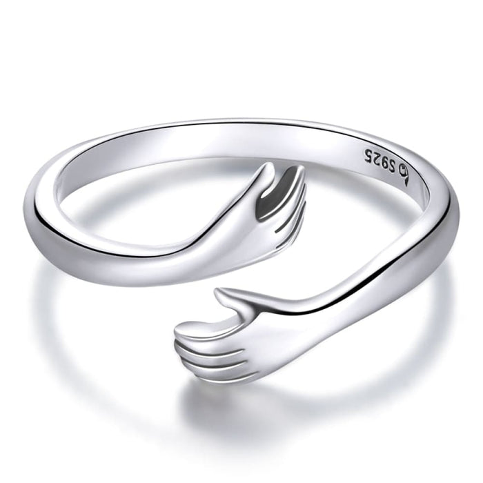 925 Sterling Silver Embrace Ring Hug Warmth And Love Women