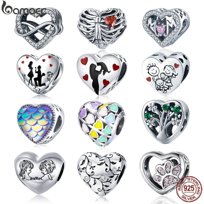 925 Sterling Silver Endless Love Infinity Charms Hearts