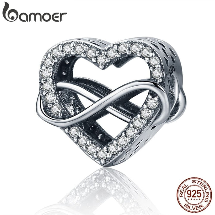 925 Sterling Silver Endless Love Infinity Charms Hearts