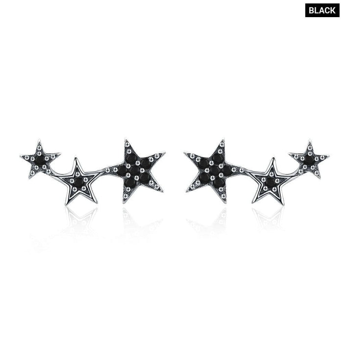 925 Sterling Silver Cz Exquisite Stackable Star Earrings