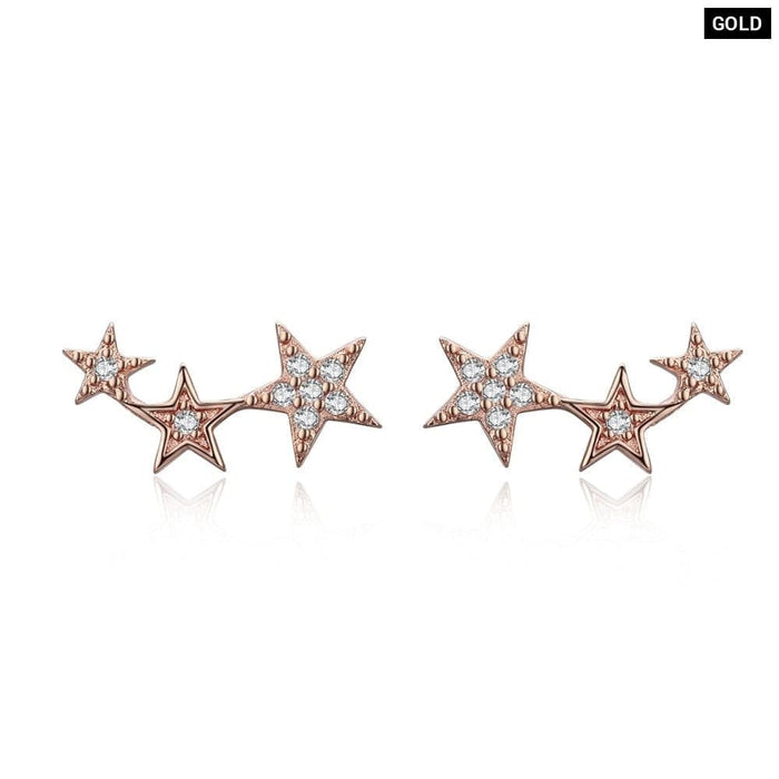 925 Sterling Silver Cz Exquisite Stackable Star Earrings