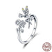 925 Sterling Silver Fairy & Daisy Flower Open Size Finger