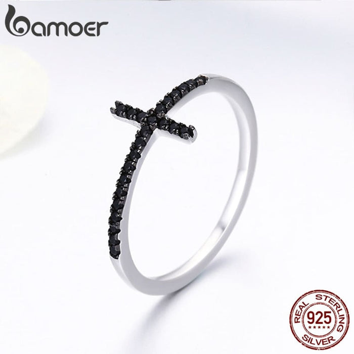 925 Sterling Silver Faith Cross Shape Finger Rings For Women