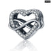 925 Sterling Silver Family Charm Heart Shape Beads Fit