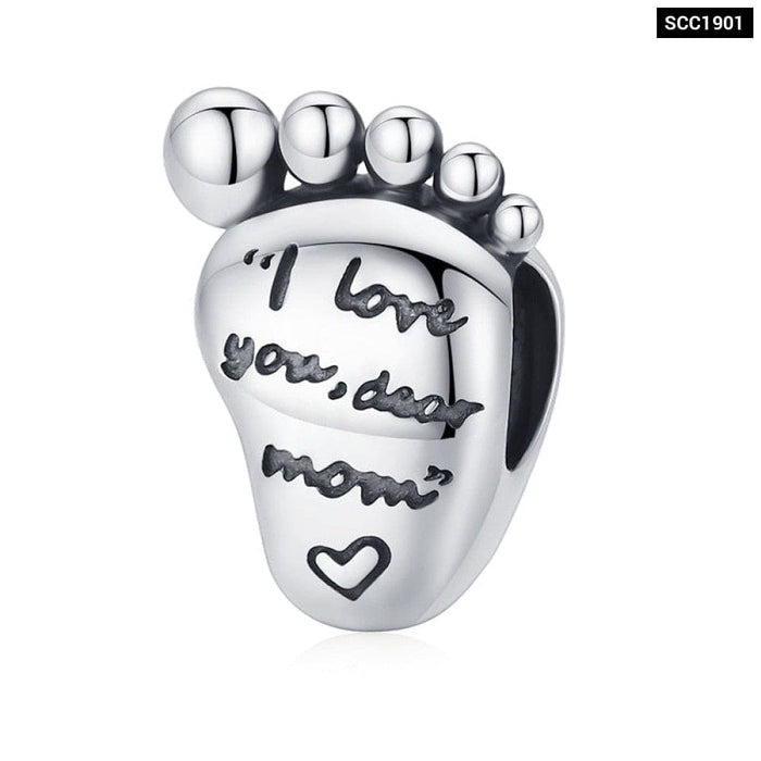 925 Sterling Silver Family Maternal Love Charm Baby Feet