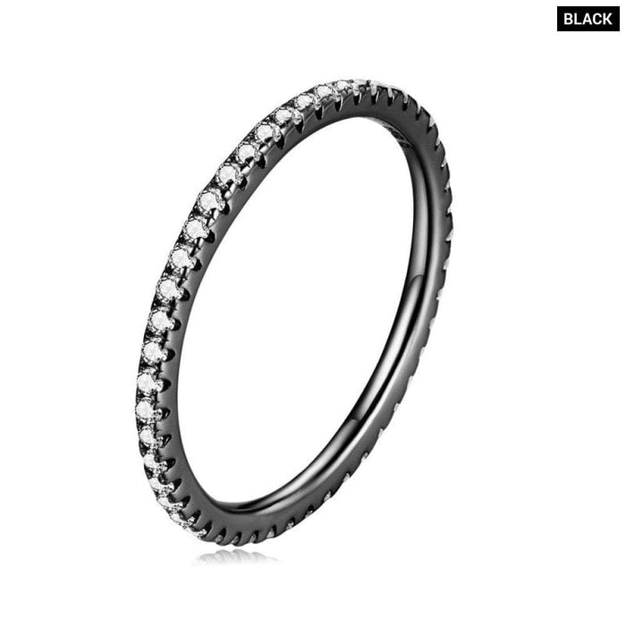 925 Sterling Silver Fashion Cz Stackable Ring Black Gold