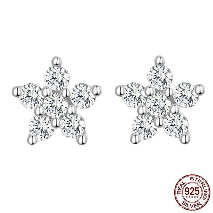 925 Sterling Silver Five-pointed Star Stud Earrings