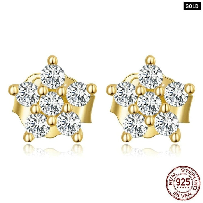 925 Sterling Silver Five-pointed Star Stud Earrings