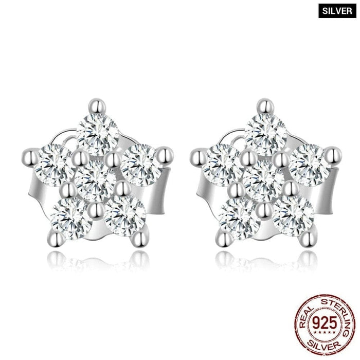 925 Sterling Silver Five-pointed Star Stud Earrings