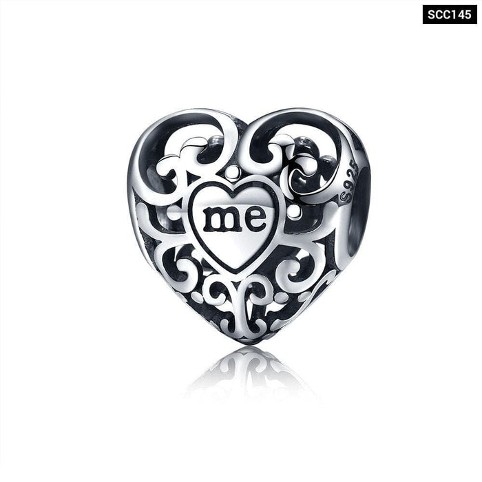 925 Sterling Silver Diy Flower Bead Lace Heart Spacer