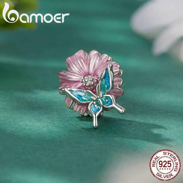 925 Sterling Silver Flower & Bird Bead Butterfly Charms