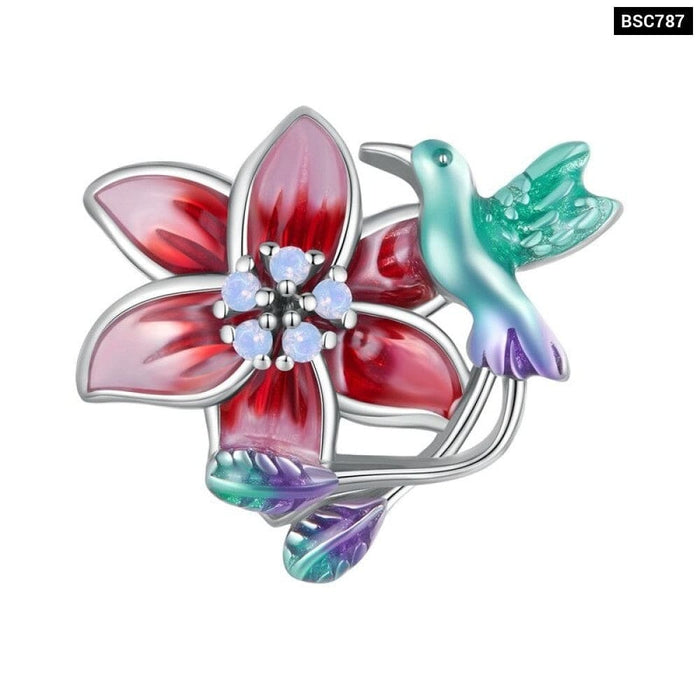 925 Sterling Silver Flower & Bird Bead Butterfly Charms