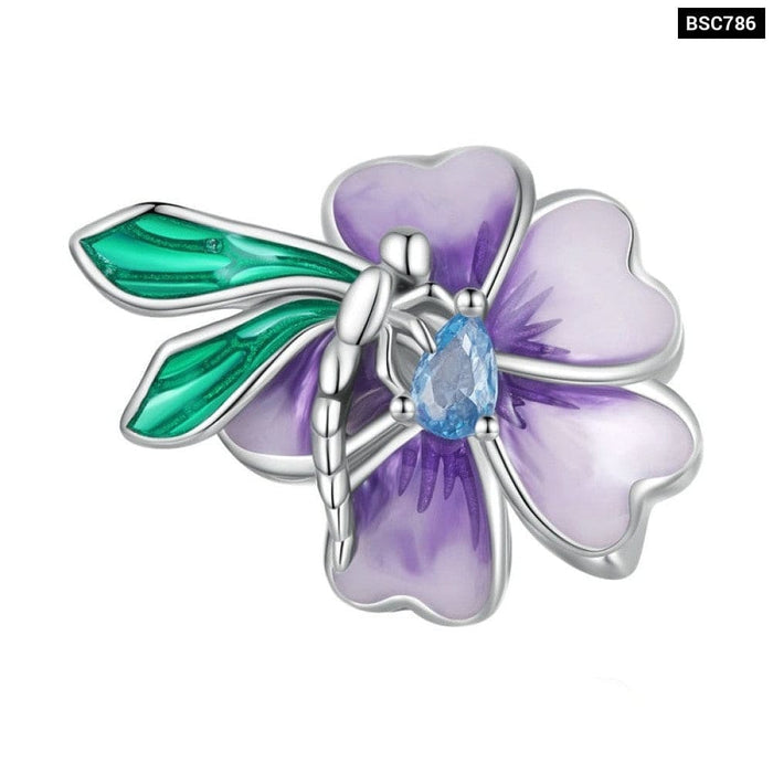 925 Sterling Silver Flower & Bird Bead Butterfly Charms